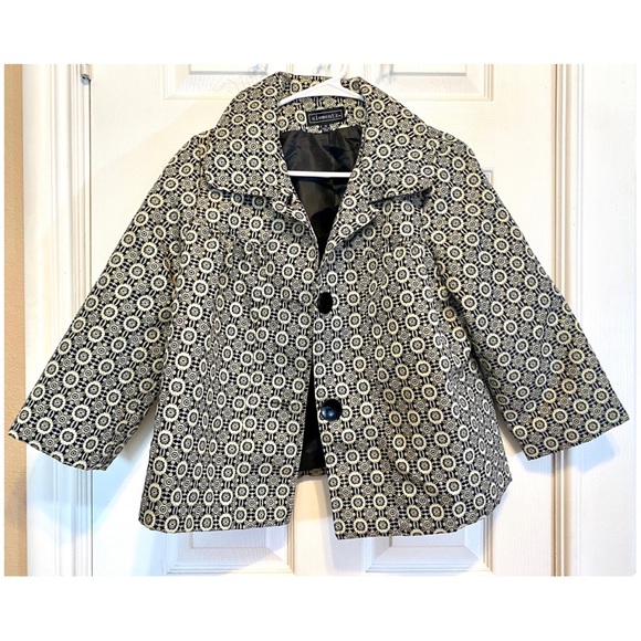 Elementz. Black, Cream and Gold Jacket. Size Medium. Cute Large Buttons. Shorty. - Picture 1 of 6